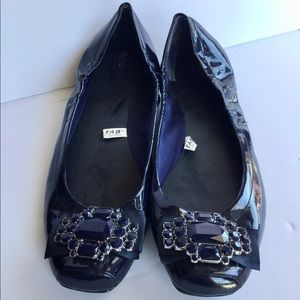 Navy Jeweled Flats